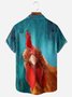 Funky Rooster Chest Pocket Short Sleeve Casual Shirt