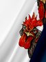Fun Rooster Chest Pocket Short Sleeve Bowling Shirt