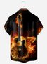 Flame Guitar Chest Pocket Short Sleeve Casual Shirt