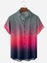 Gradient Color Chest Pocket Short Sleeve Casual Shirt
