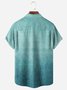 Gradient Color Striped Chest Pocket Short Sleeve Bowling Shirt