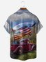 American Flag Truck Chest Pocket Short Sleeve Casual Shirt