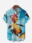 Rooster Chest Pocket Short Sleeves Casual Shirts