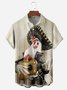 Rooster Guitar Chest Pocket Short Sleeves Casual Shirts