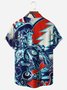 Music Skull Chest Pocket Short Sleeve Shirt
