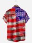 American Flag Dinosaur Chest Pocket Short Sleeve Casual Shirt