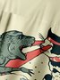 Ukiyo-e Dinosaur Chest Pocket Short Sleeve Hawaiian Shirt