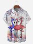 Indepndence Day Flag Flamingo Chest Pocket Short Sleeve Shirt