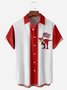 American Flag Dinosaur Chest Pocket Short Sleeve Bowling Shirt