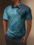 Dark Pattern Button Short Sleeve Polo Shirt