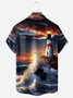Lighthouse Chest Pocket Short Sleeve Hawaiian Shirt