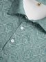 Geometric Button Short Sleeve Polo Shirt