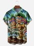 Tiki Car Chest Pocket Short Sleeve Hawaiian Shirt