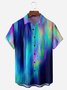 Gradient Abstract Geometric Chest Pocket Short Sleeve Casual Shirt