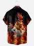 Angry Rooster Chest Pocket Short Sleeve Casual Shirt