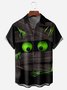 Halloween Skull Eyes Chest Pocket Short Sleeve Casual Shirt
