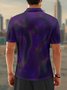 Ombre Polka Dot Zip Short Sleeves Casual Polo Shirt