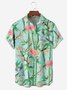 Bamboo Birds and Blossom Chest Pocket Short Sleeve Casual Shirt