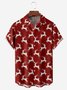 Christmas Elk Chest Pocket Short Sleeve Casual Shirt