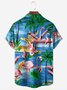 Bigfoot Flamingo Chest Pocket Short Sleeve Hawaiian Shirt