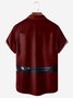 Christmas Santa Claus Costume Chest Pocket Short Sleeve Shirt