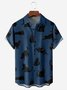 Christmas Cat Chest Pocket Short Sleeve Casual Shirt