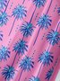 Pink Striped Palm Chest Pocket Short Sleeve Hawaiian Shirt