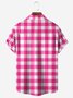 Pink Check Chest Pocket Short Sleeve Casual Shirt