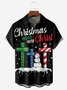 Christmas Snowman Cross Chest Pocket Short Sleeve Casual Shirt