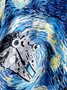 Starry Night Flying Machine Chest Pocket Short Sleeve Hawaiian Shirt