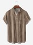 Vintage Textured Chest Pocket Short Sleeve Casual Shirt