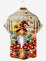 Thanksgiving Gnomes Chest Pocket Short Sleeve Casual Shirt