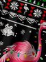 Ugly Christmas Flamingo Chest Pocket Short Sleeve Hawaiian Shirt