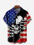 Skull Flag Chest Pocket Short Sleeve Casual Shirt