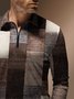 Knit Textured Zipper Long Sleeves Casual Polo Shirt