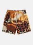 Color Block Print Men's Beach Shorts