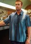 Gradient Color Chest Pocket Short Sleeve Casual Shirt