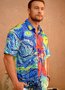 Rooster Chest Pocket Short Sleeve Casual Shirt