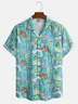 Coconut Tree Seal Print Chest Pocket Short Sleeve Resort Shirt