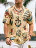 Hardaddy Mens Hawaiian Sailing Print Camp Collar Loose Short Sleeve Funky Tattoo Hawaiian Shirt