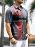 Vacation Style Hawaiian Series Sunset Gradient Sky Scenery Element Pattern Lapel Short-Sleeved Shirt Print Top