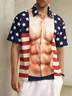 Muscle Flag Chest Pocket Short Sleeve Ugly Shirt