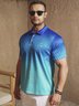 Ombre Abstract Geometric Button Short Sleeve Golf Polo Shirt