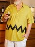 Big Size Cartoon Chest Pocket Short Sleeves Casual Shirt