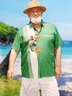 Big Size Animal Frog Chest Pocket Short Sleeve Bowling Shirt