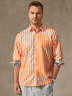 Striped Stitching Contrasting Plant Flowers Long Sleeve Casual Shirt