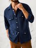 Cotton Linen Plain Color Casual Long Sleeve Shirt