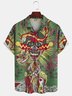 Men's Skull Floral Print Moisture-Breathable Fabric Hawaiian Collar Short Sleeve Shirt