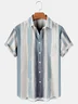 Men's Geometric Stripe Print Hawaiian Short Sleeve Shirt