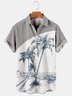 Mens Coconut Print Lapel Loose Short Sleeve Trendy Hawaiian Shirt